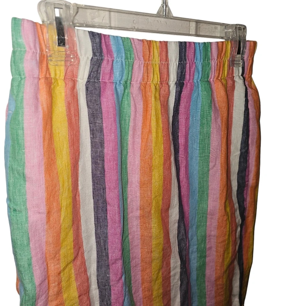 J Crew‎ Linen Pull On Skirt-Womens-XSmall-Rainbow Stripes